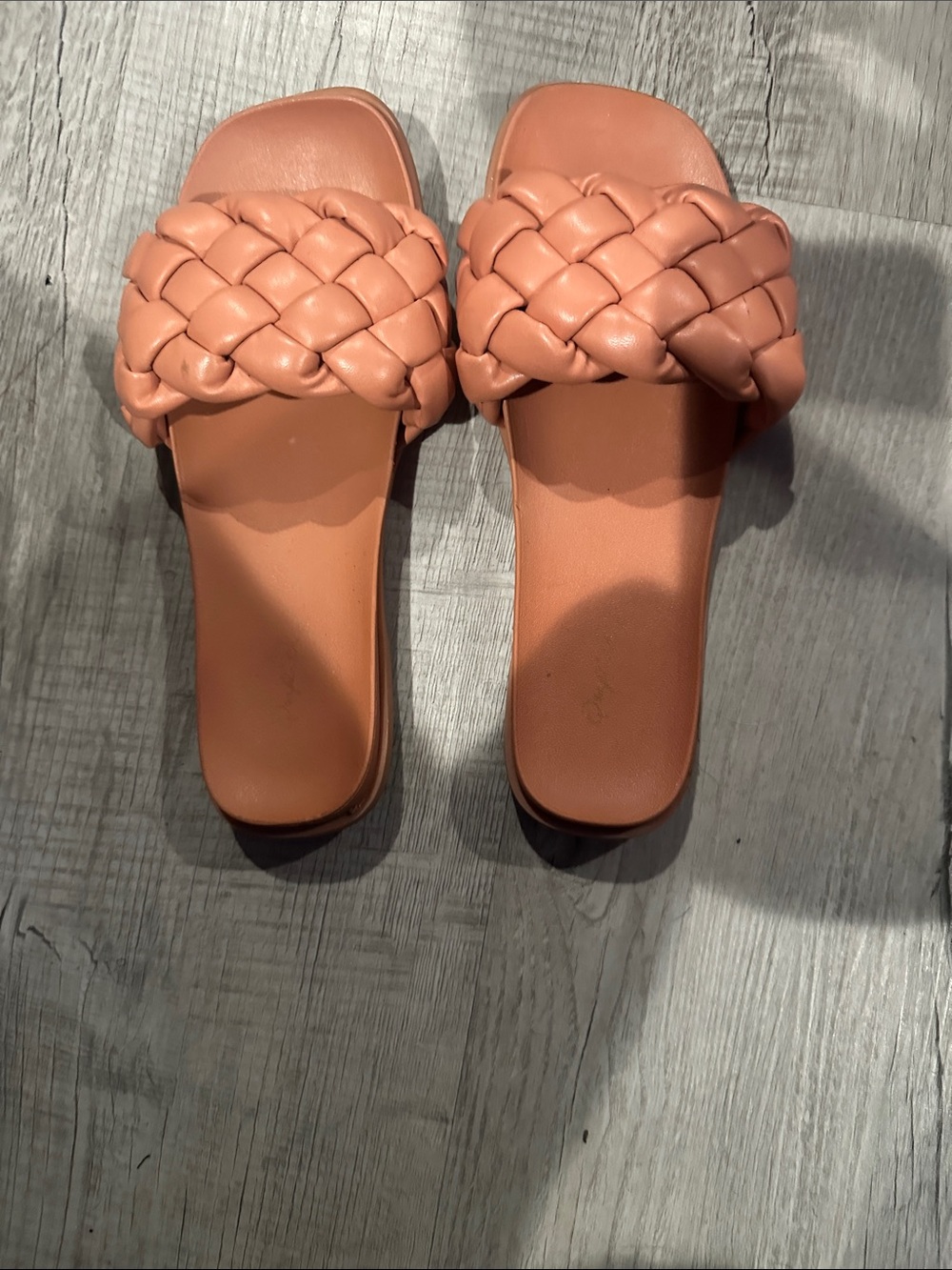 Qupid Braided Slide Sandals - Coral